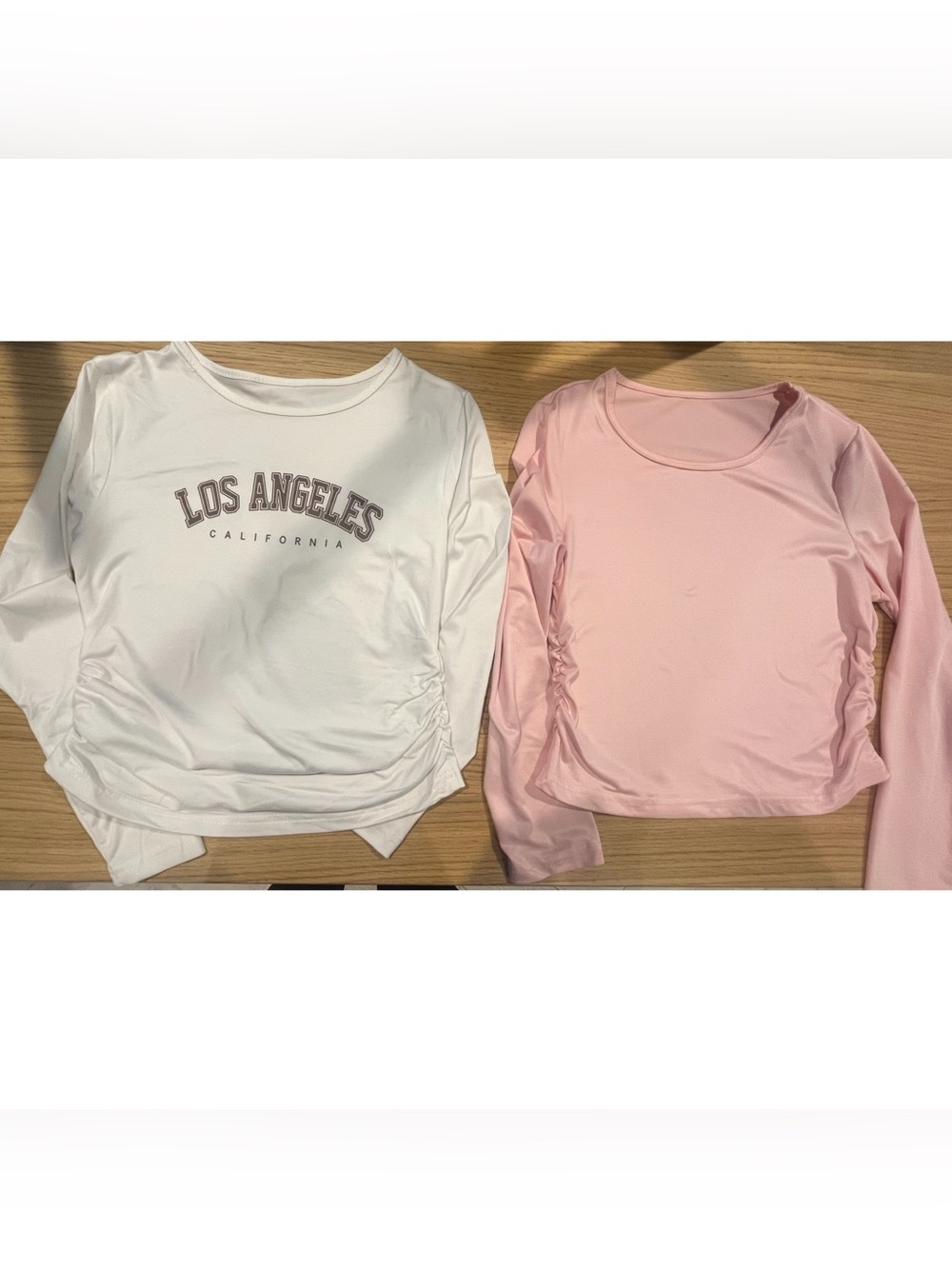 Los Angeles CA Graphic Long Sleeve Top & Pink Ruched Long Sleeve 11-12 yr size